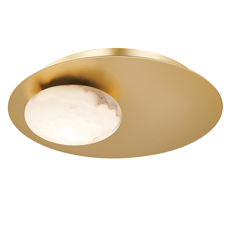 Бра с овальным основанием золотого цвета и плафоном из алебастра Shaw Lighting Серый Золотой Бра с овальным основанием золотого цвета и плафоном из алебастра Shaw Lighting Серый Золотой в Кирове | Loft Concept