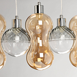 Люстра с 3-мя плафонами волнообразной формы цвета янтарь и 2-мя прозрачными шарообразными плафонами Lucid Rain  варинант исполнения - 7 | Loft Concept в Кирове