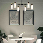 Люстра потолочная с 6-ю цилиндрическими плафонами из стекла и черным каркасом Noir Poise варинант исполнения - 3 | Loft Concept в Кирове