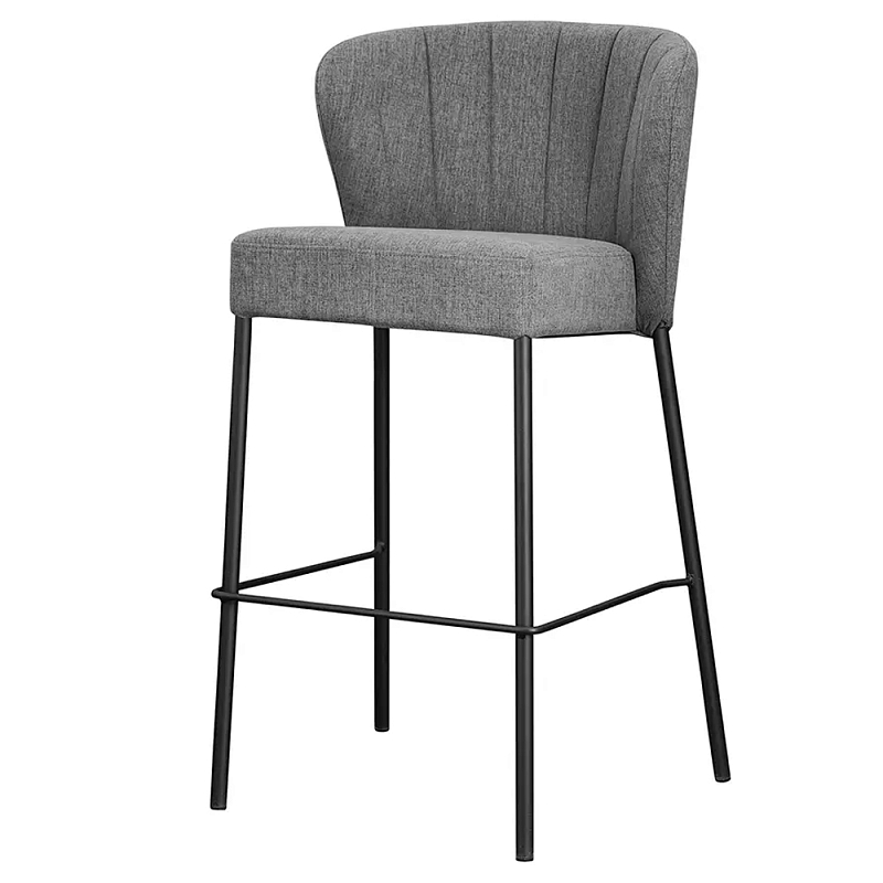 Стул барный серый с широкой закругленной спинкой Bar Chair Gray Серый Стул барный серый с широкой закругленной спинкой Bar Chair Gray Серый в Кирове | Loft Concept