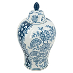 Ваза с крышкой и голубым цветочным рисунком 37 см Blue & White Ornament варинант исполнения - 1 | Loft Concept в Кирове