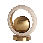 Настольная лампа с бежевым текстурным кольцом и латунным шаром в центре Tactile   варинант исполнения - 1 | Loft Concept в Кирове