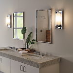 Бра для ванных комнат с цилиндрическим плафоном на прямоугольном зеркальном основании Feiss варинант исполнения - 2 | Loft Concept в Кирове