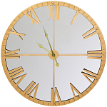 Часы настенные зеркальные с золотым металлическим циферблатом Mirror Tower Clock варинант исполнения - 1 | Loft Concept в Кирове
