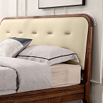 Кровать двуспальная с каркасом из дерева и мягким изголовьем Moon Walnut Bed варинант исполнения - 2 | Loft Concept в Кирове