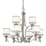 Люстра с белыми тканевыми абажурами в прозрачных стеклянных цилиндрах Kichler варинант исполнения - 1 | Loft Concept в Кирове
