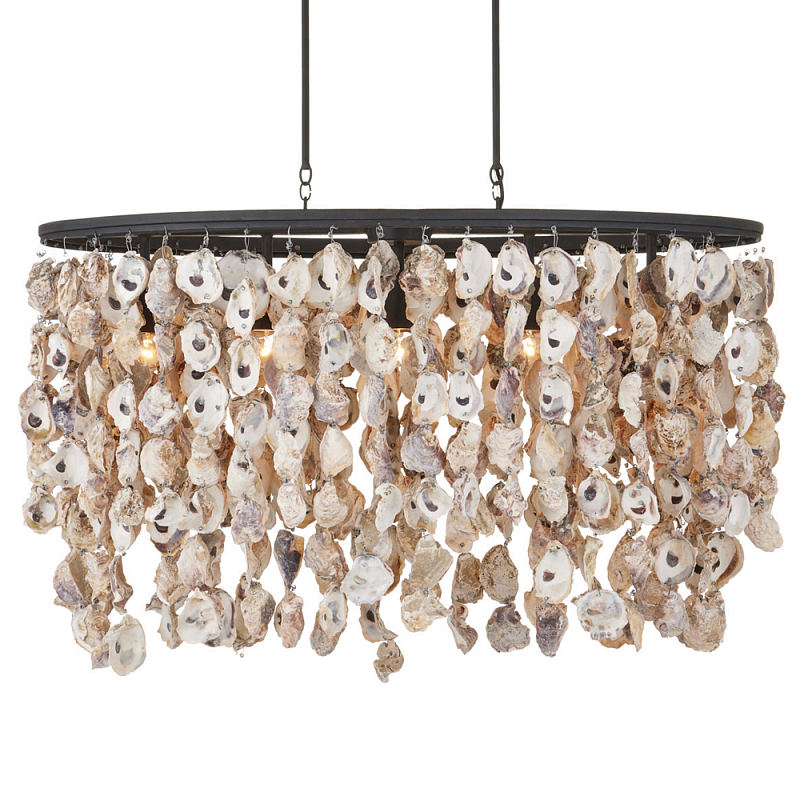 Люстра овальная с подвесками из устричных раковин Sea Ravens Черный в Кирове | Loft Concept 