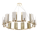 Люстра подвесная круглая с прямоугольными мраморными и золотистыми панелями на металлическом каркасе Диаметр 118 см Marble square Chandelier варинант исполнения - 2 | Loft Concept в Кирове