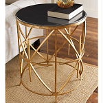 Приставной стол с металлическим золотым  основанием и чёрной столешницей Paradigm варинант исполнения - 1 | Loft Concept в Кирове