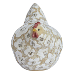 Статуэтка курица с резными белыми цветами на бежевой фактурной поверхности Rustic Chicken варинант исполнения - 1 | Loft Concept в Кирове