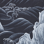 Обои ручная роспись Matsushima Waves Roka on Edo Night painted silk варинант исполнения - 1 | Loft Concept в Кирове