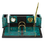 Настольный письменный набор из змеевика с часами и календарницей Successful Leader варинант исполнения - 1 | Loft Concept в Кирове