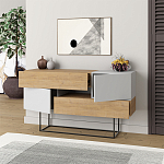 Комод c 2-мя белыми дверцами и 2-мя выдвижными ящиками цвета древесины EROS CONSOLE OAK WHITE варинант исполнения - 2 | Loft Concept в Кирове