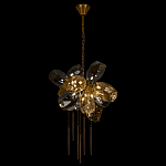 Люстра подвесная со стеклянными плафонами из дымчатого и золотистого с шестью вертикальными подвесками Gilded Mirage  варинант исполнения - 3 | Loft Concept в Кирове