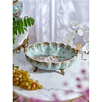 Чаша из голубого фарфора на бронзовых ножках с рисунком цветов и фигурками стрекоз Blue Garden варинант исполнения - 3 | Loft Concept в Кирове