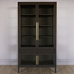 Витрина Primo со стеклянными фасадами и 2 ящиками Темный орех варинант исполнения - 1 | Loft Concept в Кирове