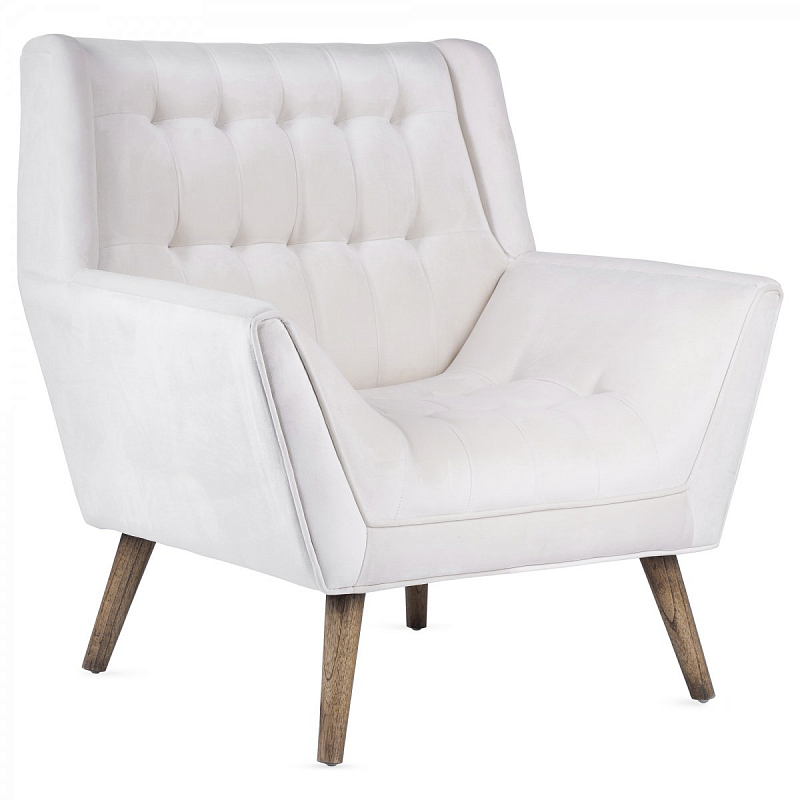 Кресло Danish Modern Armchair Tufted Accent белый велюр ivory ( слоновая кость ) Кресло Danish Modern Armchair Tufted Accent белый велюр ivory ( слоновая кость ) в Кирове | Loft Concept