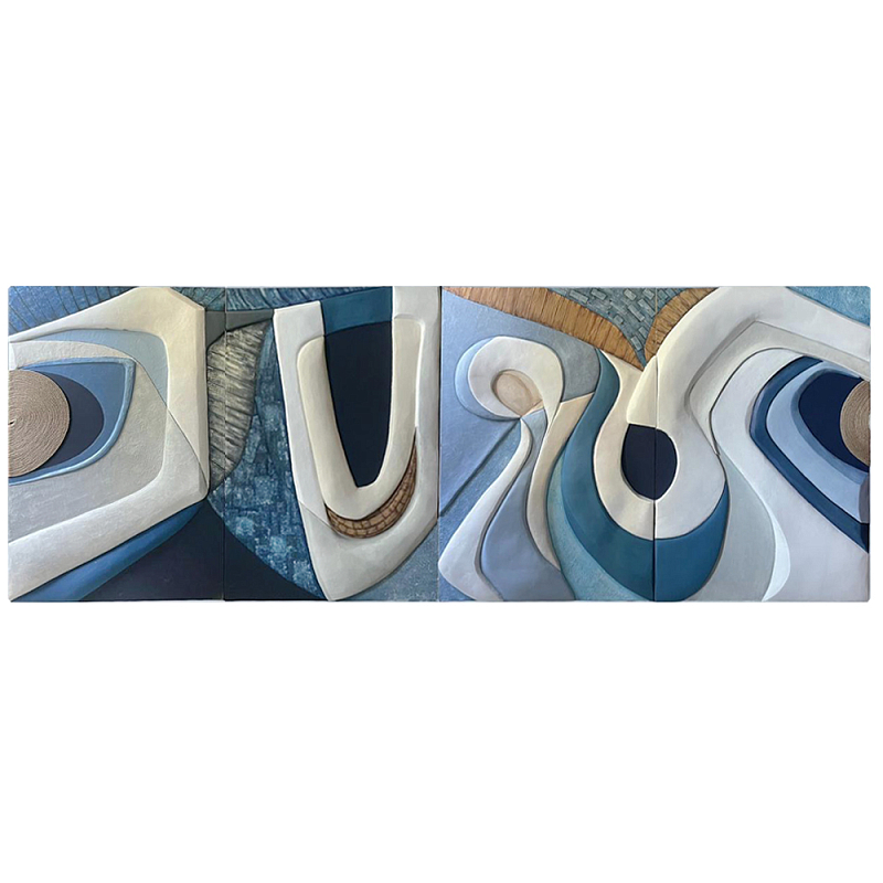 Арт-объект ручной работы Blue Abstraction из 4-х панелей Голубой Белый Синий Арт-объект ручной работы Blue Abstraction из 4-х панелей Голубой Белый Синий в Кирове | Loft Concept