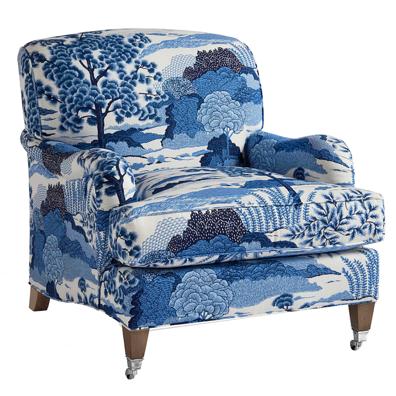 Кресло Trumann Club Chair Blue Landscape синий пейзаж Синий Белый в Кирове | Loft Concept 