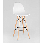 Пластиковый барный стул на ножках из массива бука Eames White варинант исполнения - 1 | Loft Concept в Кирове