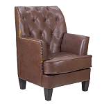 Кресло из натуральной кожи c мягкими подлокотниками на 4-х деревянных ножках из массива бука Joseph Armchair brown варинант исполнения - 1 | Loft Concept в Кирове