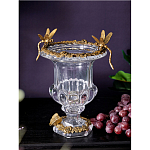 Ваза из прозрачного стекла на бронзовой подставке с ободком и ручками в виде стрекоз Eden Garden варинант исполнения - 2 | Loft Concept в Кирове