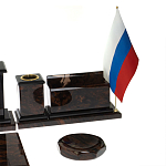 Настольный письменный набор с часами из природного камня обсидиана  Gift for Manager варинант исполнения - 5 | Loft Concept в Кирове