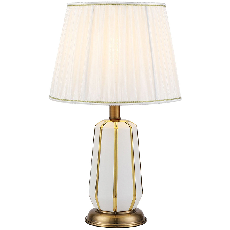 Настольная лампа с абажуром Celestina White Lampshade Table Lamp Белый Золотой Настольная лампа с абажуром Celestina White Lampshade Table Lamp Белый Золотой в Кирове | Loft Concept
