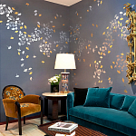 Обои ручная роспись Gingko Colourway SC-98 on Gun Metal dyed silk варинант исполнения - 1 | Loft Concept в Кирове