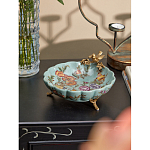 Блюдо из голубого фарфора с бронзовой птичкой Blue Garden варинант исполнения - 4 | Loft Concept в Кирове