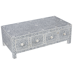 Стол кофейный отделка кость BONE INLAY Coffee Table 8 Drawer