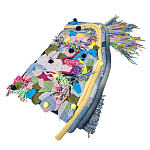 Ковер разноцветный из джинсовой одежды и армейских палаток Upcycling варинант исполнения - 1 | Loft Concept в Кирове