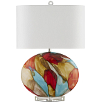 Настольная лампа разноцветная с овальным тканевым абажуром Abstraction варинант исполнения - 4 | Loft Concept в Кирове