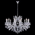 Люстра подвесная с 12-ю лампочками и прозрачными хрустальными подвесками на хромированном основании Crystal lamps варинант исполнения - 2 | Loft Concept в Кирове
