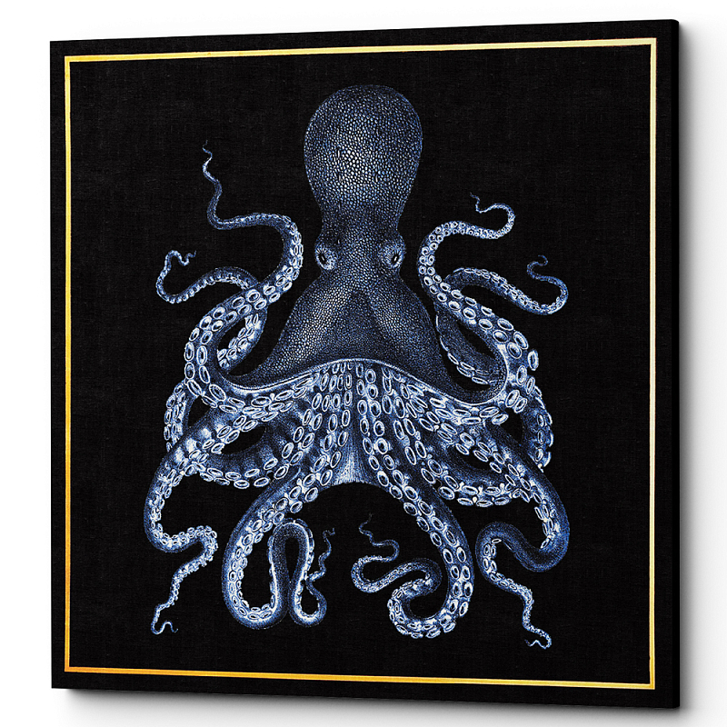 Постер Blue Octopus Poster 2 Черный Морская синь Постер Blue Octopus Poster 2 Черный Морская синь в Кирове | Loft Concept