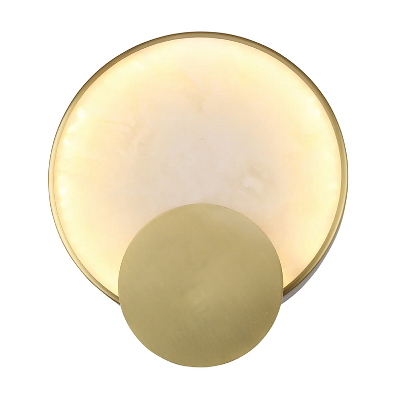 Бра в форме диска из бежевого алебастра Cryptocrystalline Stone Латунь Бежевый в Кирове | Loft Concept 