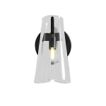 Бра конусообразной формы из прозрачного акрила и черной стали Glass Cylinder Black варинант исполнения - 2 | Loft Concept в Кирове