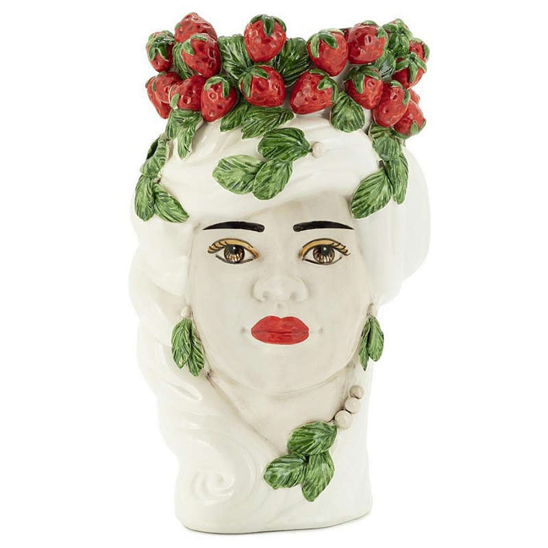 Ваза Vase Strawberries Head Lady White Белый Красный Зеленый Ваза Vase Strawberries Head Lady White Белый Красный Зеленый в Кирове | Loft Concept