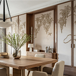 Обои с вышивкой ручной работы Deco Wisteria ﻿Midas colourway on Liso Pearl wool sateen варинант исполнения - 2 | Loft Concept в Кирове