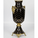 Ваза черного цвета из фарфора с золотистым узором и бронзовыми элементами Eden Garden porcelain and bronze варинант исполнения - 1 | Loft Concept в Кирове