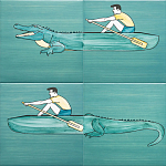 Плитка с узором Крокодил байдарочник варинант исполнения - 2 | Loft Concept в Кирове