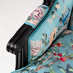 Трехместный диван из натурального бука бирюзовый с изображением птиц и цветов Turquoise Chinoiserie Garden Sofa варинант исполнения - 5 | Loft Concept в Кирове