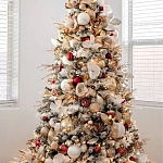 Заснеженная Новогодняя Ель с золотыми листьями и цветами в комплекте варинант исполнения - 1 | Loft Concept в Кирове