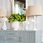 Настольная лампа с белым каркасом и тканевым абажуром Natural Stems варинант исполнения - 3 | Loft Concept в Кирове