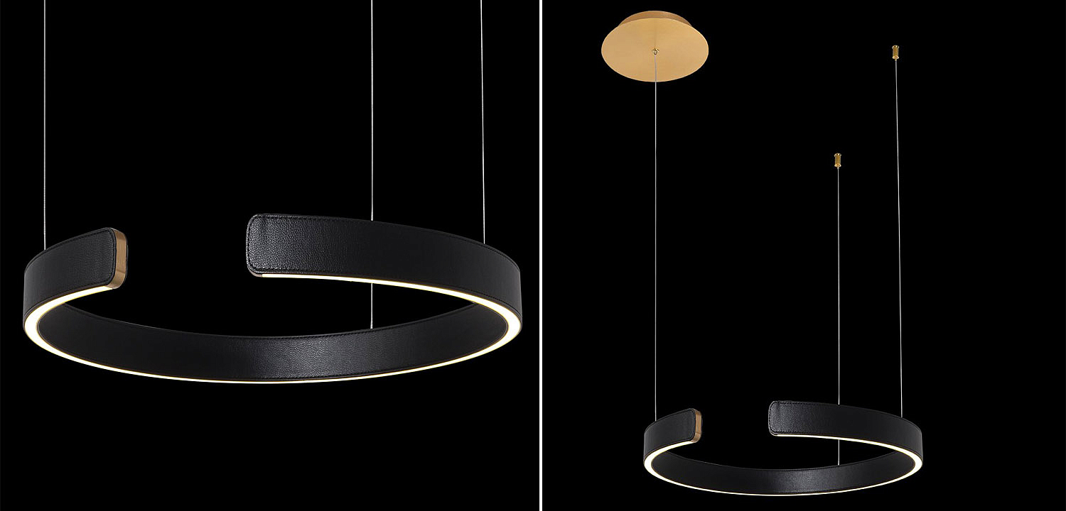 Подвесной светильник Half Ring black leather 40 Подвесной светильник Half Ring black leather 40 - Loft-Concept в Кирове