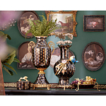 Ваза черного цвета из фарфора с золотистым узором и бронзовыми элементами Eden Garden porcelain and bronze варинант исполнения - 8 | Loft Concept в Кирове