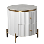 Тумбочка белая круглая с мраморной столешницей Thoroughbass варинант исполнения - 4 | Loft Concept в Кирове