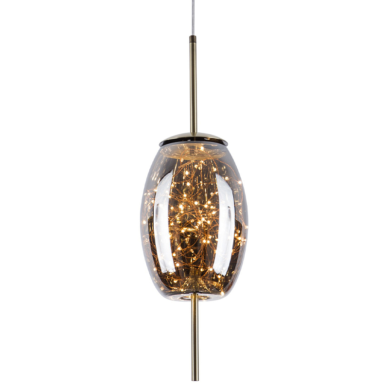 Подвесной светильник с гирляндой внутри стеклянного плафона Garland Glass Hanging Lamp Дымчатый (Smoke) Латунь Подвесной светильник с гирляндой внутри стеклянного плафона Garland Glass Hanging Lamp Дымчатый (Smoke) Латунь в Кирове | Loft Concept