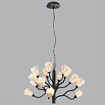 Люстра подвесная черного цвета с ветвями и белыми фарфоровыми цветами Floralis варинант исполнения - 5 | Loft Concept в Кирове