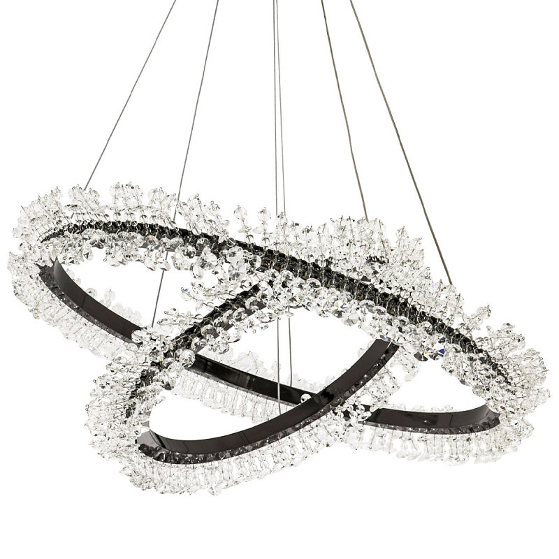 Люстра два кольца с хрустальным декором Rowan Crystal Ring Horizontal Black Chandelier Черный Прозрачный Люстра два кольца с хрустальным декором Rowan Crystal Ring Horizontal Black Chandelier Черный Прозрачный в Кирове | Loft Concept